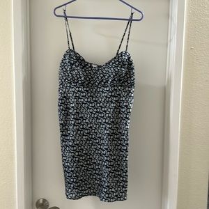 Free people navy blue patterned spaghetti strap mini dress